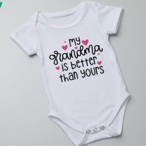 Carter's White Baby Bodysuit with Pink Hearts and Black Script